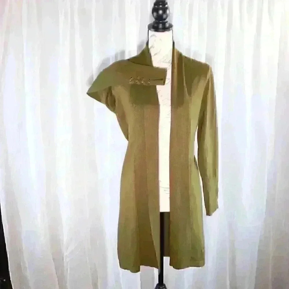 Premise Olive Green Longer Length Open Front Cardigan Size Large